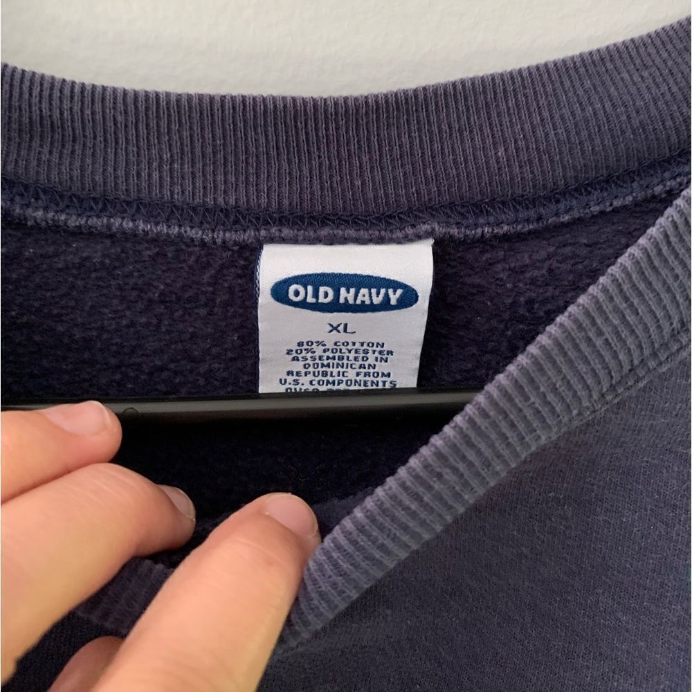 VTG Old Navy Comfy Pullover Crewneck Sweatshirt Navy Blue White Size XL - Picture 3 of 7